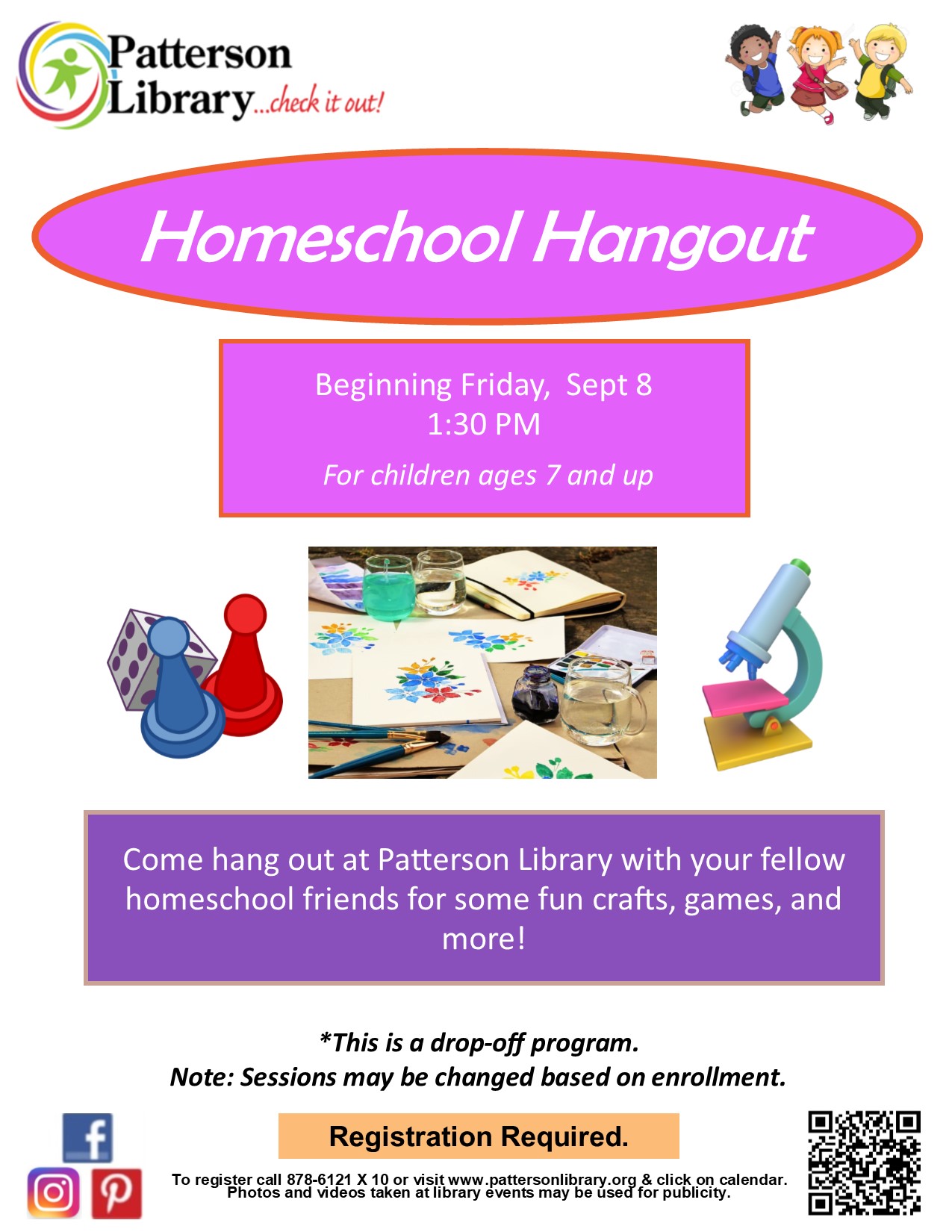 Come hang out at Patterson Library with your fellow homeschool friends.