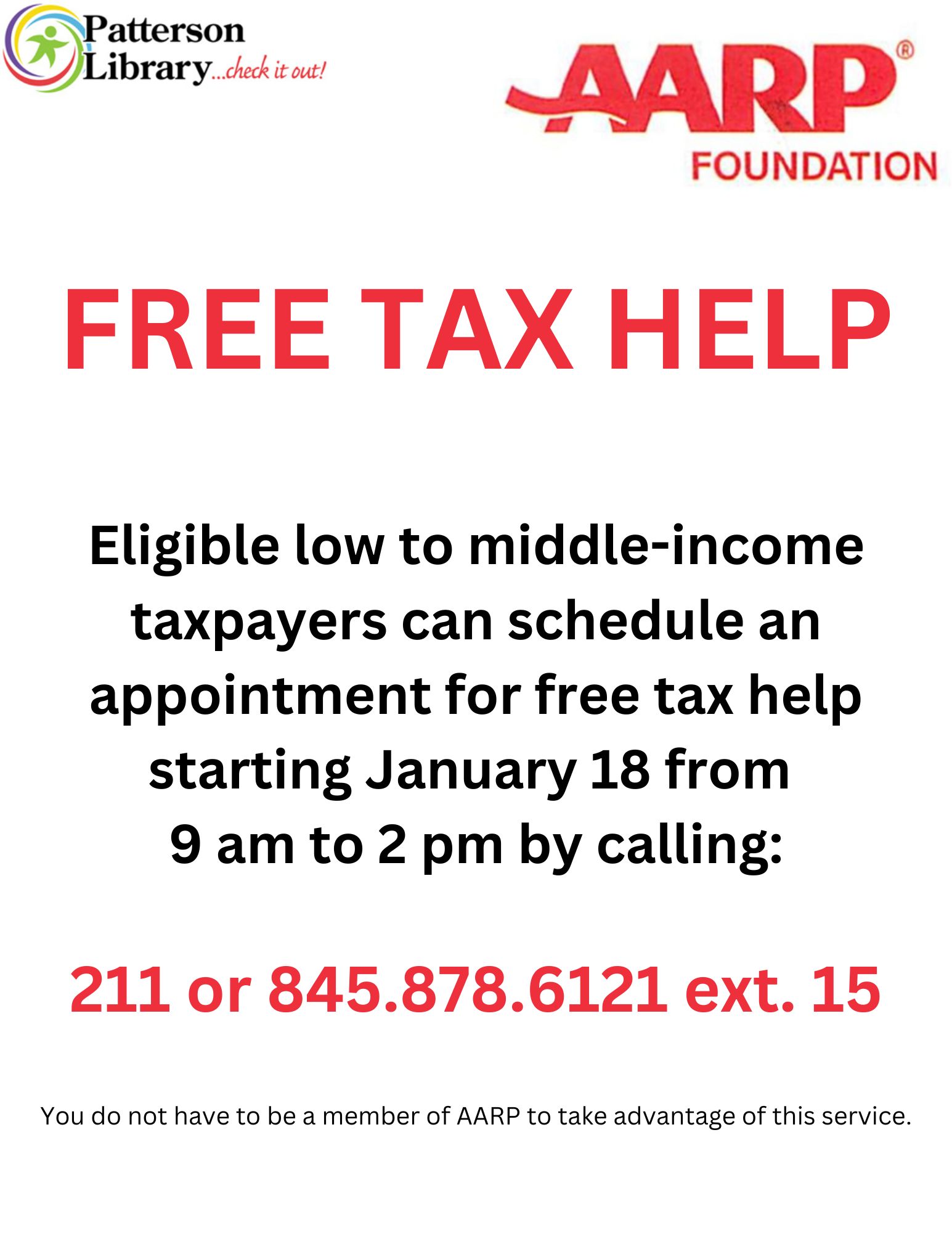 Eligible low to middle-income taxpayers can schedule an appointment for free tax help!