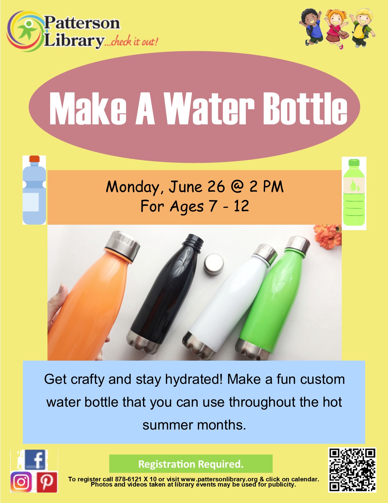 Get crafty and stay hydrated! Make a fun custom  water bottle that you can use throughout the hot  summer months.