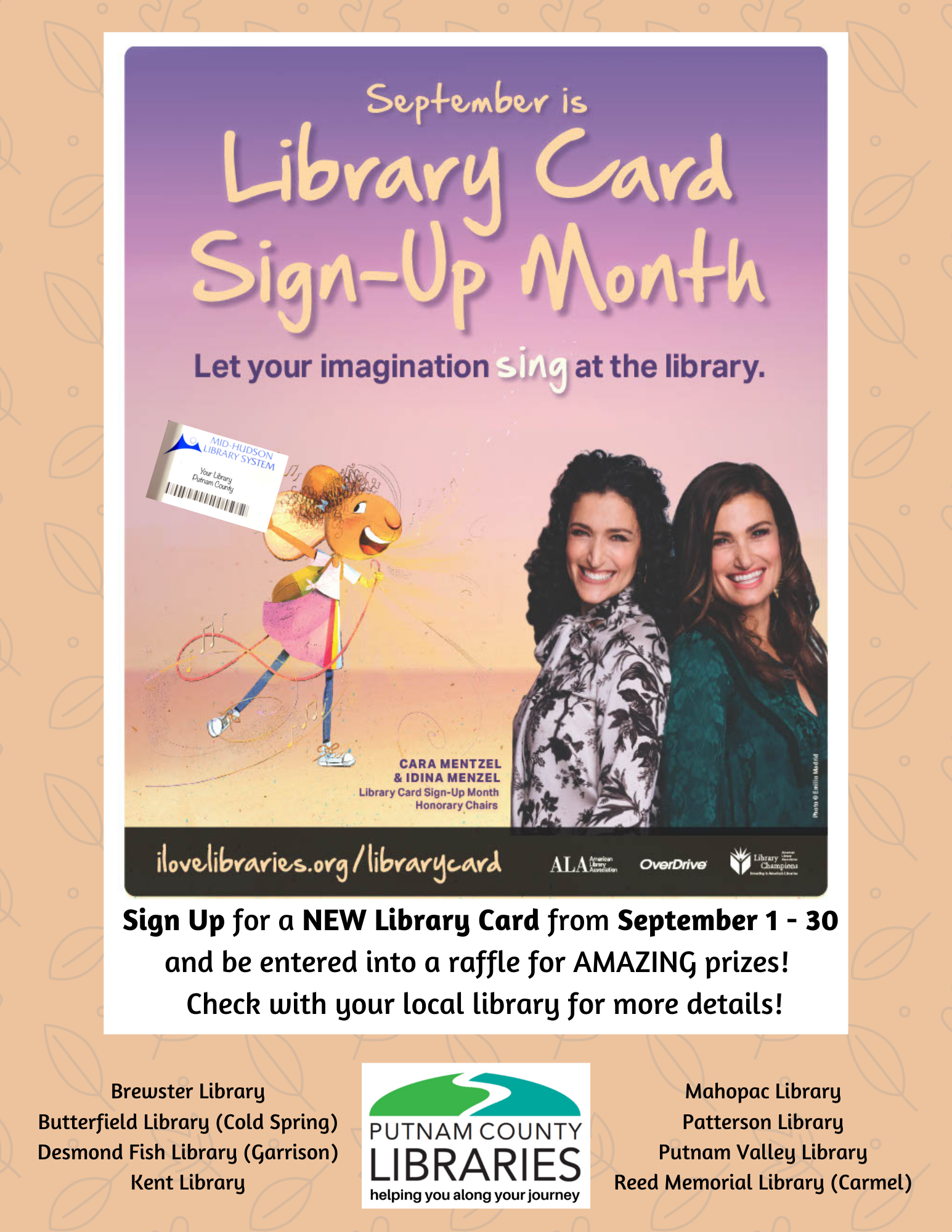 Sign-Up for a new library card from September 1-30 and be entered into a raffle for amazing prizes!